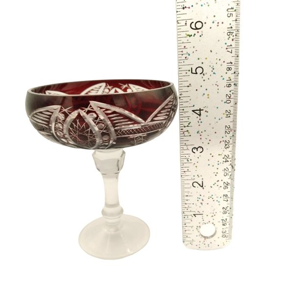 Rare Vintage Ruby Crystal Champagne Glass 1pc - Picture 4 of 5